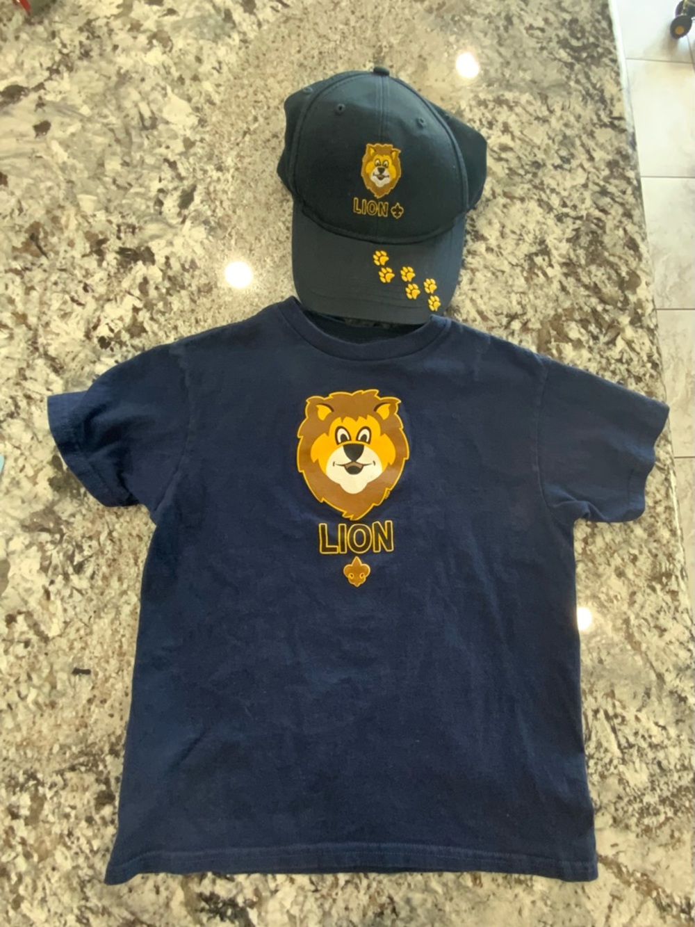 Unbranded Kids Navy Lion Graphic Tee - Yellow Lion Design